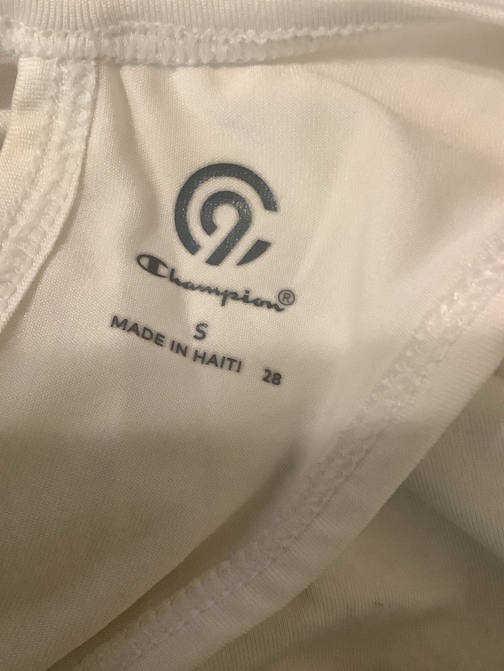 Champion Women’s Size Small White Racerback Tank Top with Black Logo, Preloved